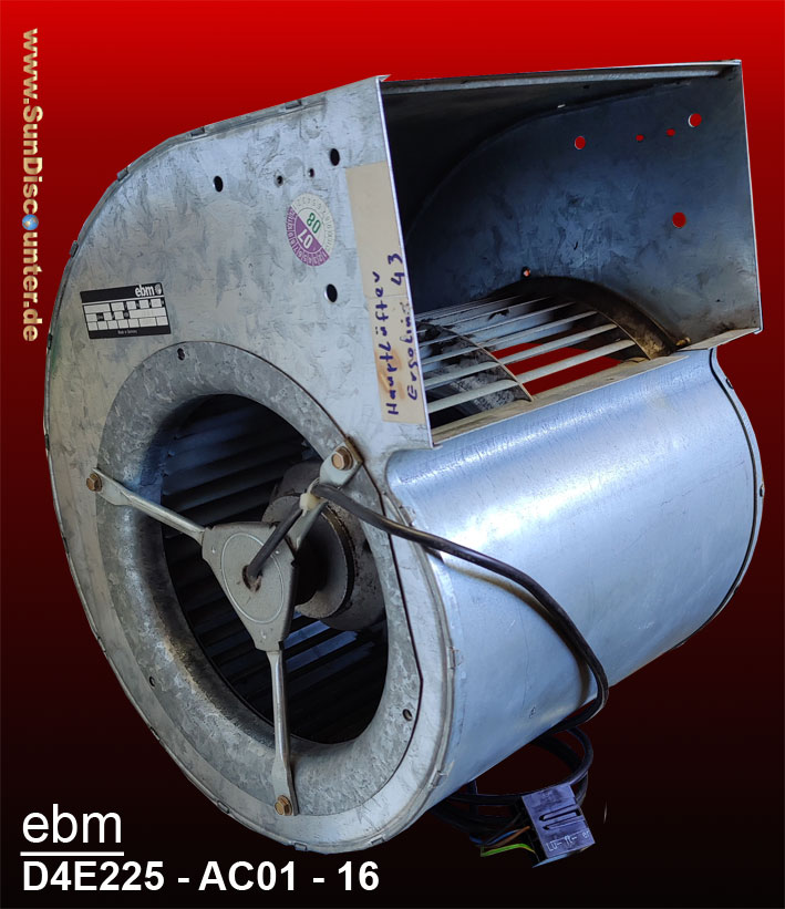 ebm D4E225-AC01-16 Lüfter auch bei der Ergoline 43 oder Ergoline  450/500/600 als Hauptlüfter verwendet online gebraucht günstig kaufen, bei  Sundiscounter