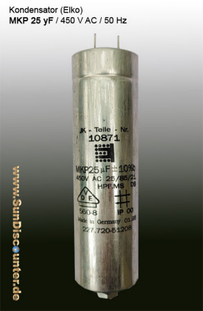Elektrolytkondensator 25µF- 400 V AC Art.: 10871 - 999551 gebraucht,  günstig online kaufen, Sundiscounter